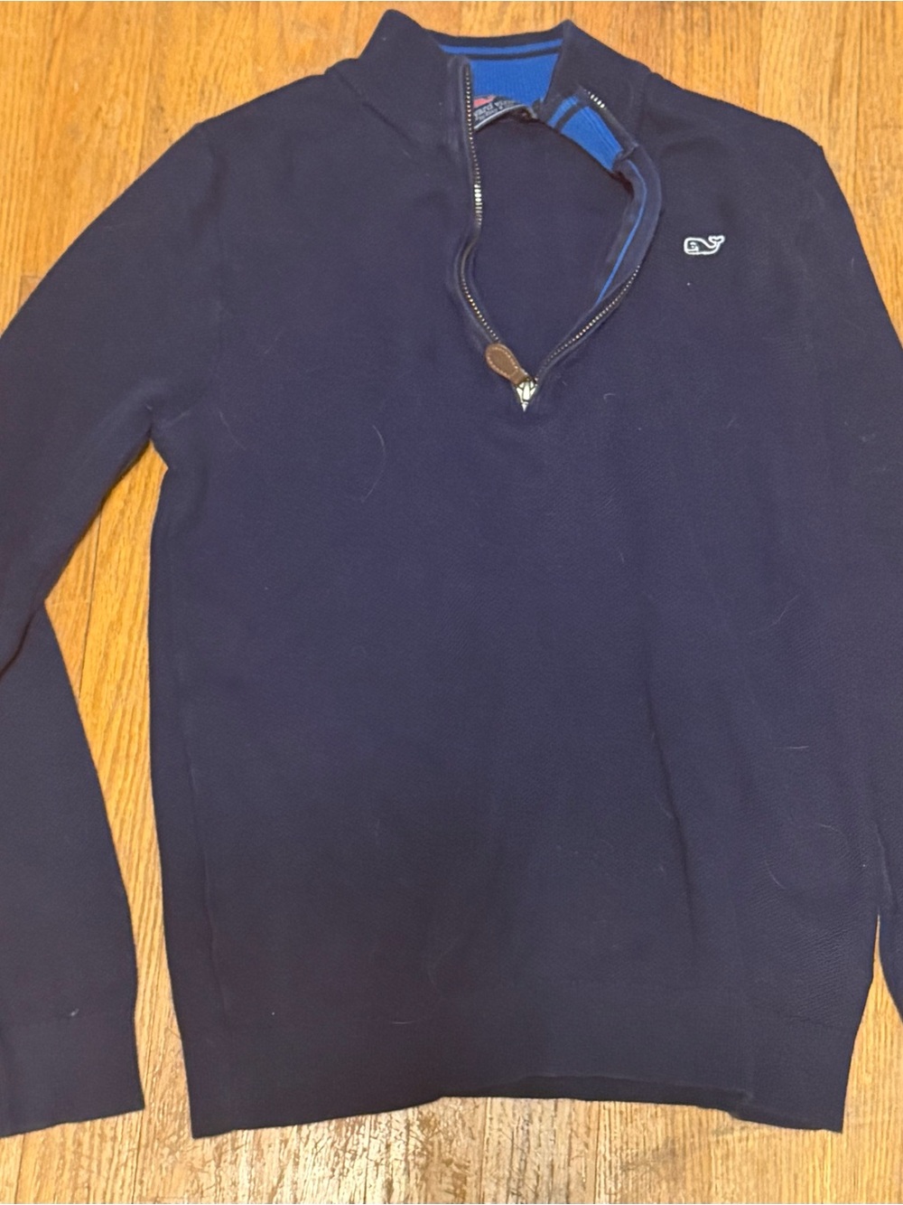 Vineyard Vines Navy Half-Zip Pullover with Blue Trim lightweight youth large